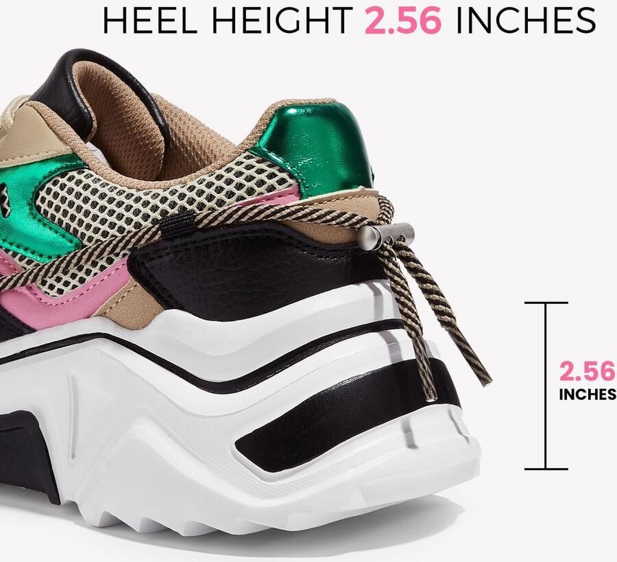 Solidchoice Dames Platform Sneakers Retro Kleurblok Ontwerp met Dikke Zool