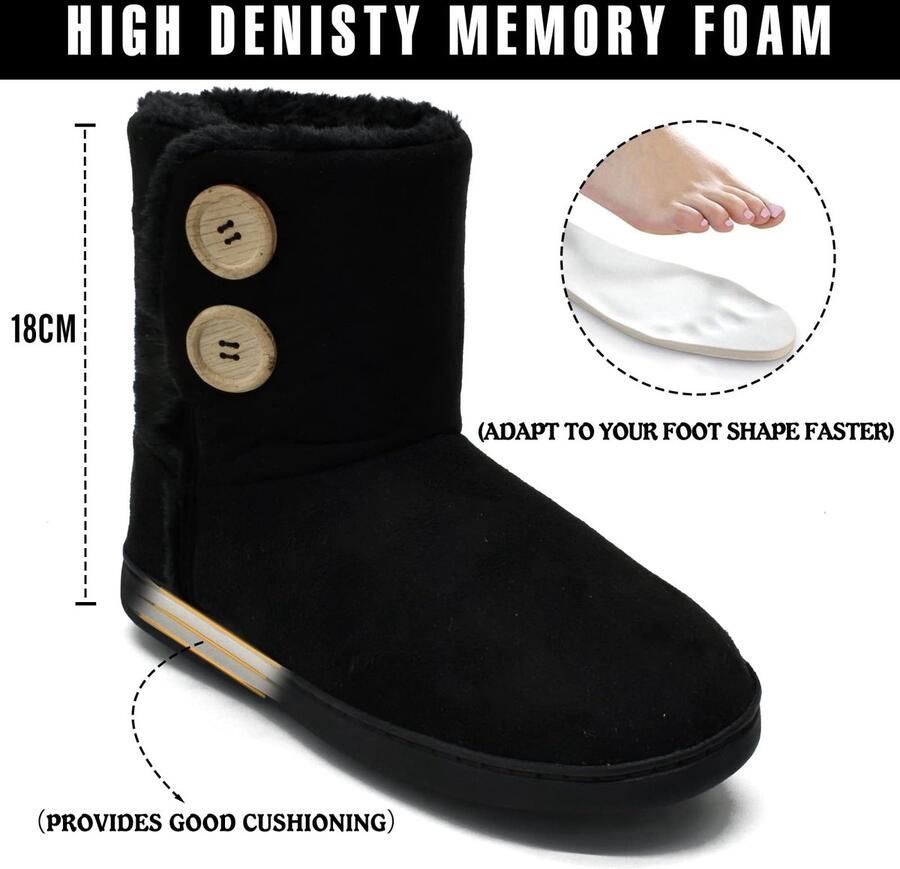 Solidchoice Dames Pluizige Pantoffels met Traagschuim Voetbed
