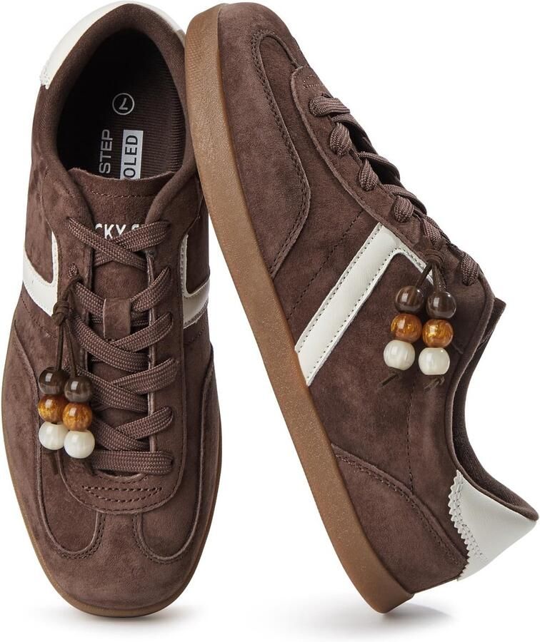 Solidchoice Dames Retro Sneakers met Veterhanger en Zachte Binnenzool