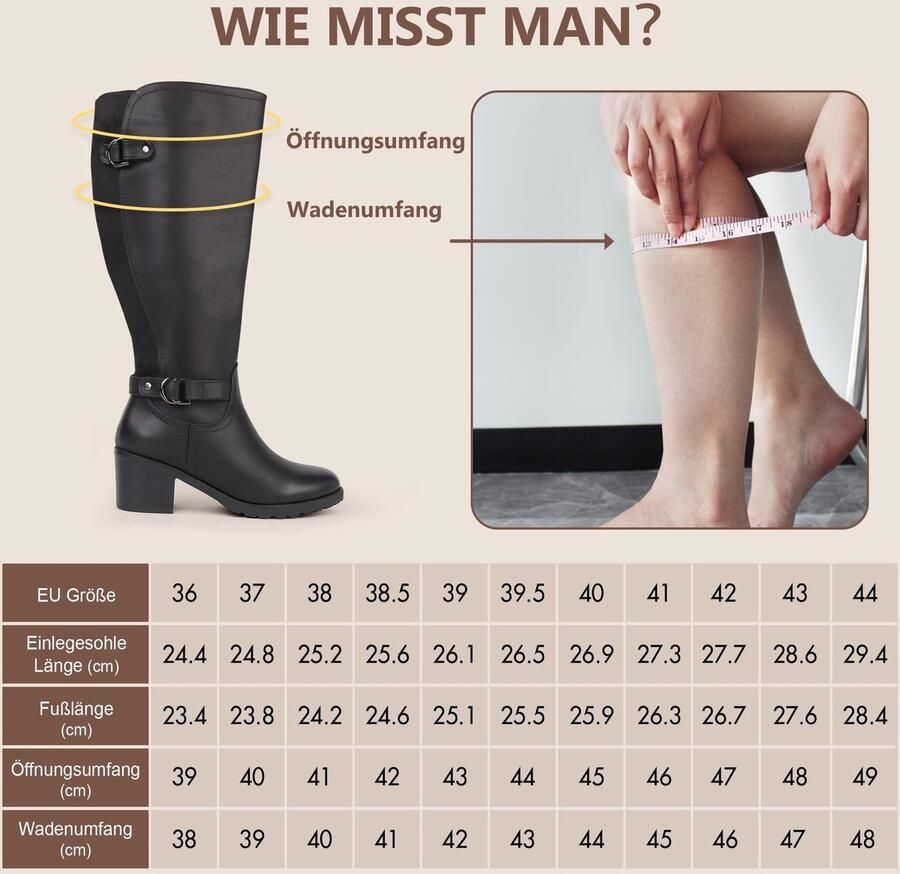 Solidchoice Dames Rijlaarzen met Brede Schacht en Blokhak Zwart