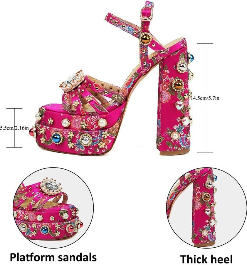 Solidchoice Dames Sandalen met Blokhak en Open Teenkant