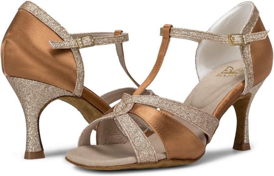 Solidchoice Dames Sandalen met Flared Heel en Glitters