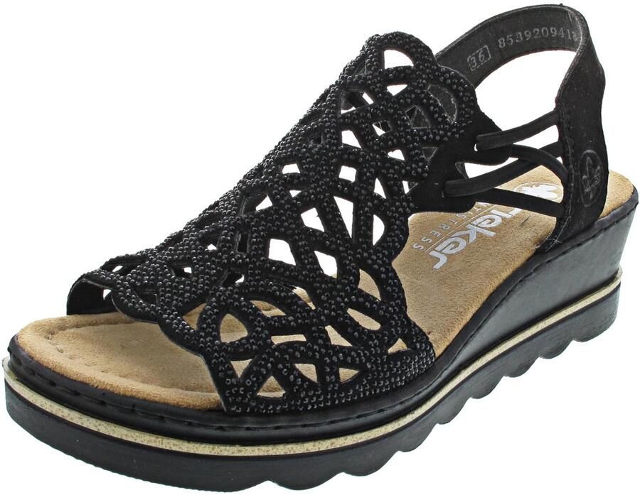 Solidchoice Dames Sandalen met Sleehak en Rhinestones