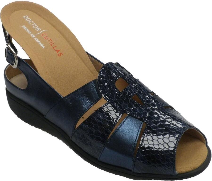 Solidchoice Dames Sandalen van Leer en Lakleer in Marineblauw