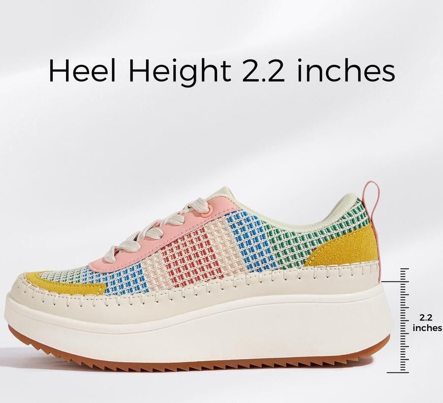 Solidchoice Dames Sneakers met Glitter en Plateau Hak