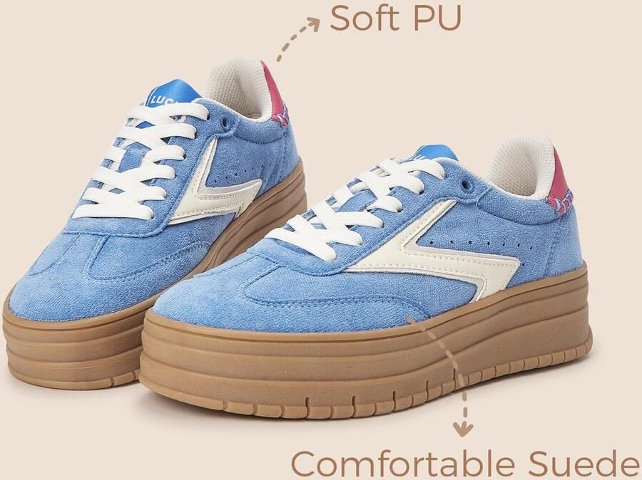 Solidchoice Dames Sneakers met Platform en Suède Afwerking