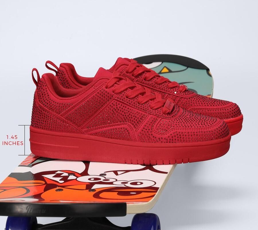 Solidchoice Dames Sneakers met Strass en Leren Bovenkant
