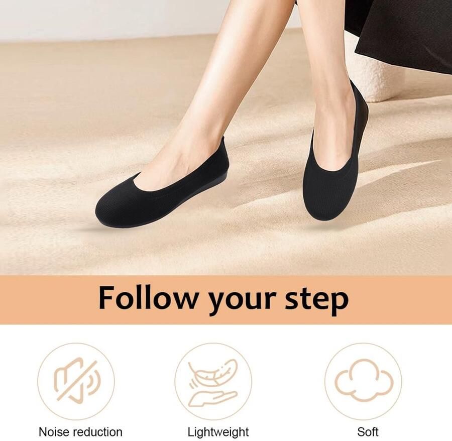 Solidchoice Damesschoenen met Brede Breedte Platte Ballerina's in Zwart
