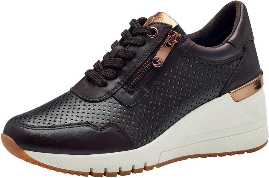 Solidchoice Damessneakers in Mocca Comb met Wedge Hak - Foto 1