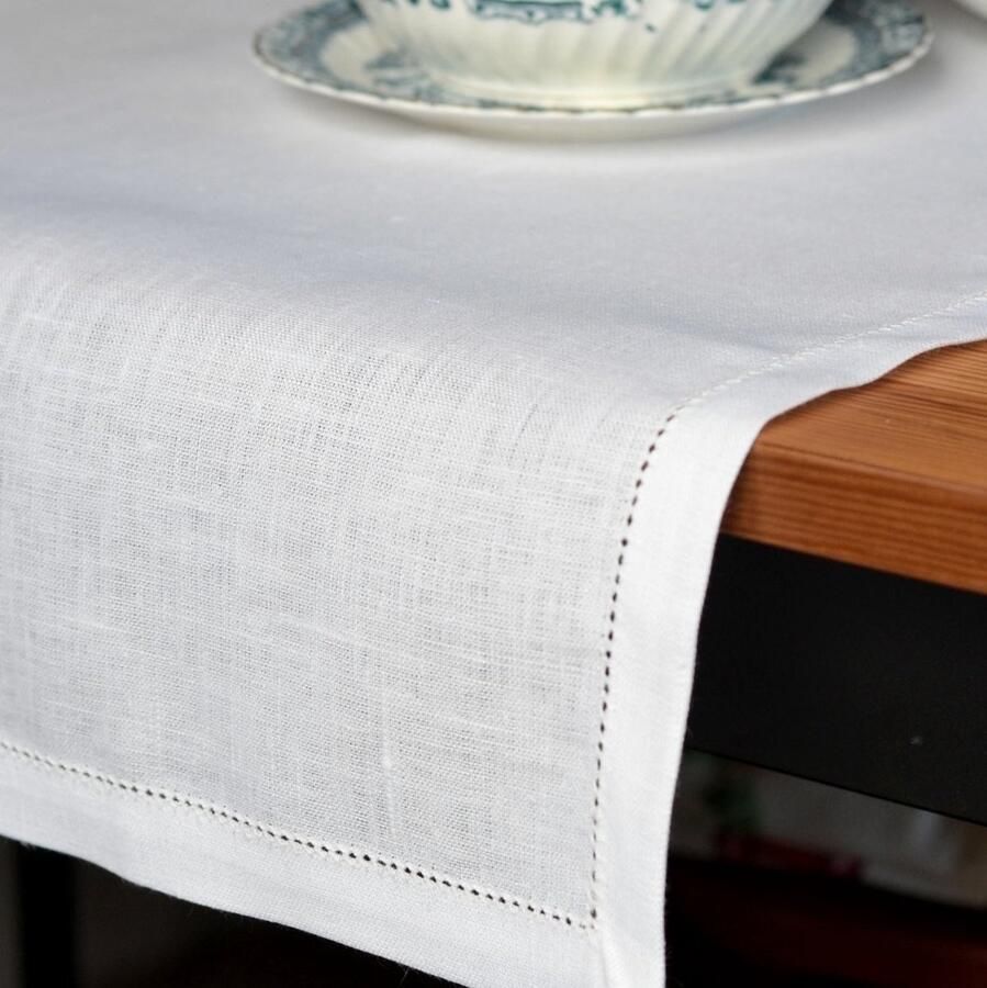Solidchoice Elegante Tafel Runner van 100% Linnen Wit x