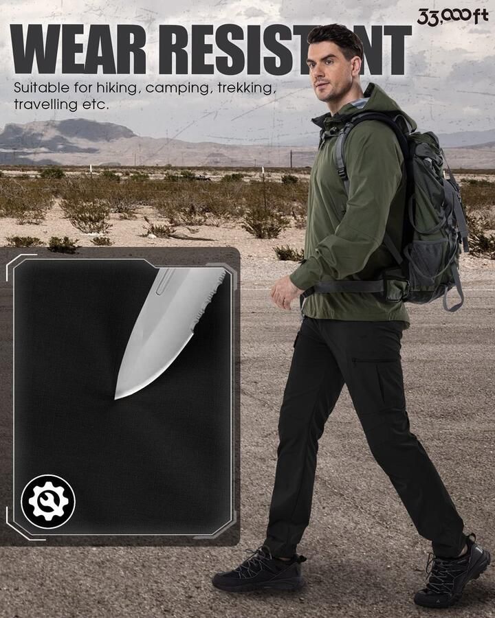 Solidchoice Functionele Heren Wandelschoenen met 6 Pockets en Waterdichte Bescherming