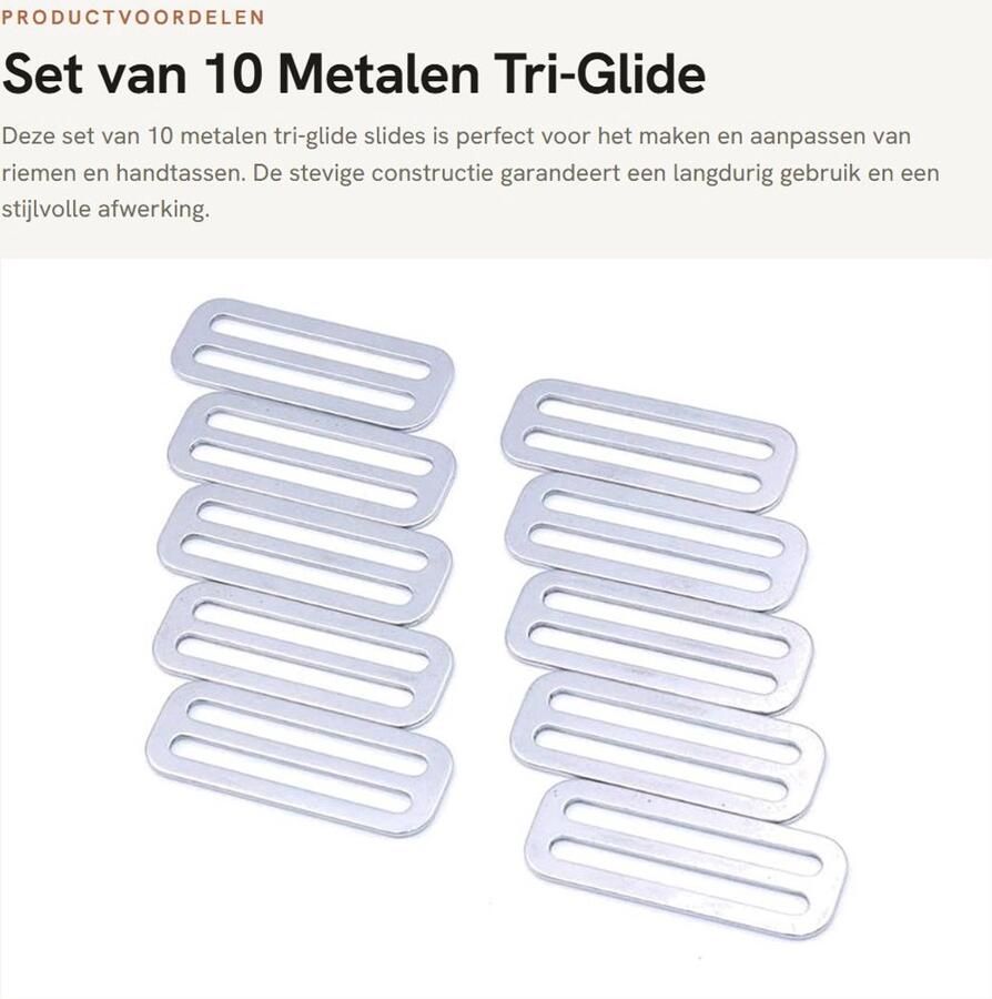 Solidchoice- Gespen Set van 10 Stuks Metalen Tri-Glide Slides 50mm Vierkante Ring Riemgespen DIY Accessoires Duurzaam en Stevig Riemgesp