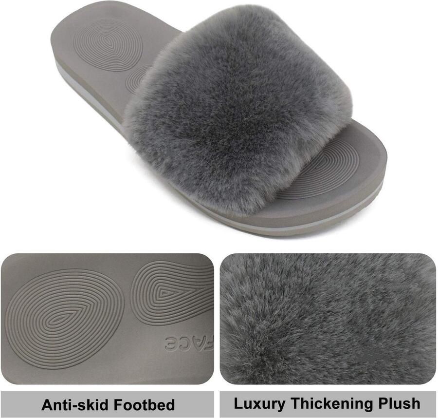 Solidchoice Gezellige Geheugenschuim Slippers voor Dames met Pluche