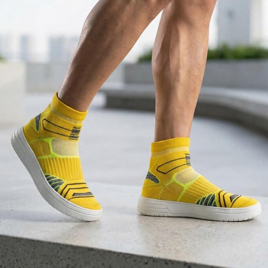 Solidchoice Heren Casual Slip On Sneakers met Mesh Bovenwerk Geel