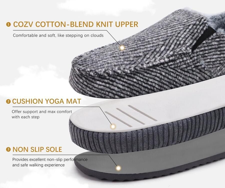 Solidchoice Heren Huisslippers van Katoen met Rubberen Zool