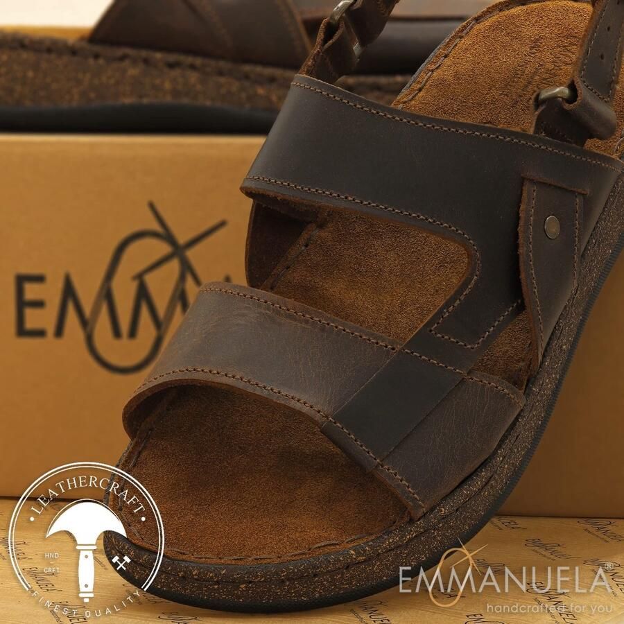 Solidchoice Heren Leren Sandalen in Antieke Griekse Stijl