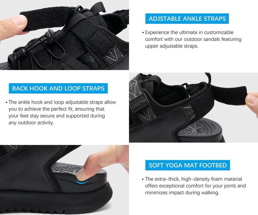 Solidchoice Heren Sandalen voor Buiten met Orthopedische Zolen