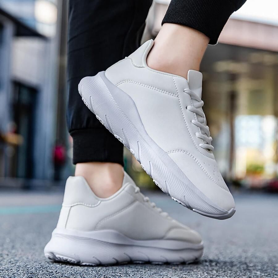 Solidchoice Heren Wandelschoenen met Gewatteerde Zool en Lace-Up Sluiting Wit