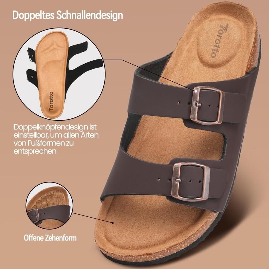 Solidchoice Heren Sandalen met Kurk Voetbed en Verstelbare Bandjes