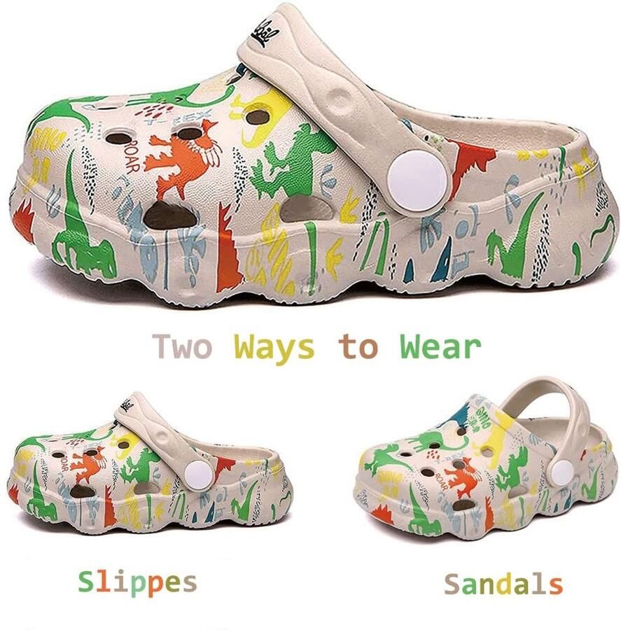 Solidchoice Kids Clogs met Dinosaurussen voor Buiten en Strand