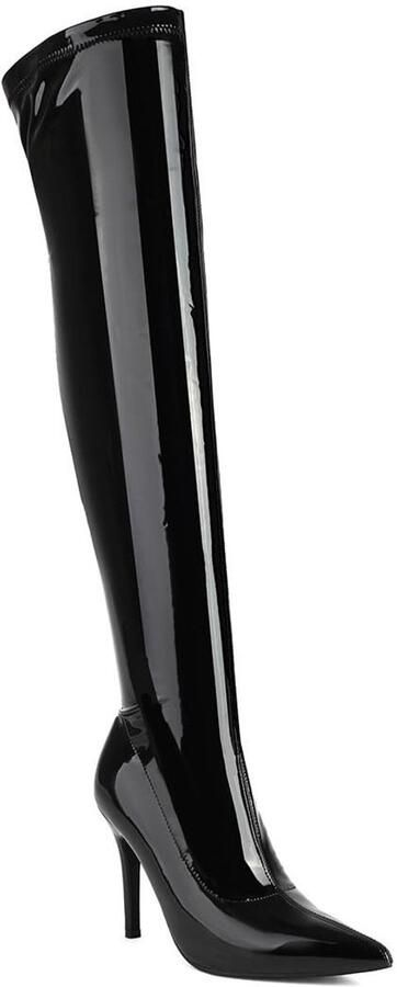 Solidchoice- Laarzen Sexy Puntige Teen Boven de Knie Hakhoogte Schachthoogte Lakleer Elegant Design Hoge Laarzen