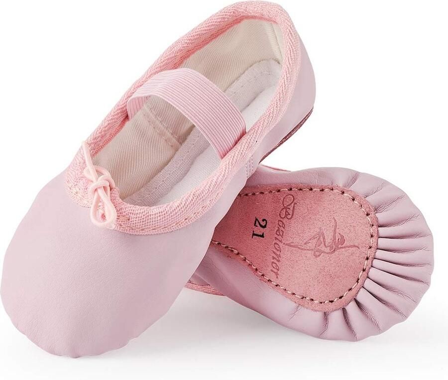 Solidchoice Leren Balletschoenen voor Meisjes met Antislip Zool