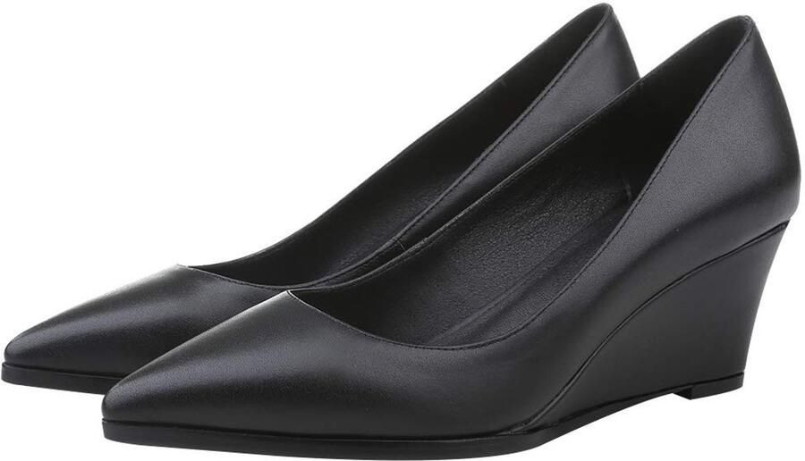 Solidchoice Leren Instap Pumps met Wedge Hak voor Dames