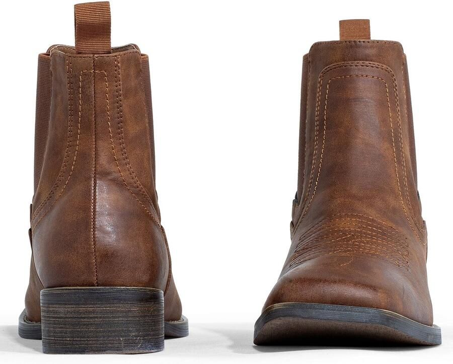 Solidchoice Mannen Cowboy Boots met Vierkante Neus en Blokhak