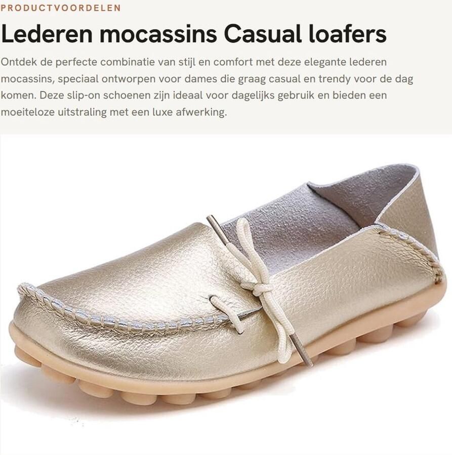 Inovra- Mocassins Dames Goud Casual Loafers Slip-On Schoenen Platte Hakschoenen Ronde Teen Comfortabele Schoenen