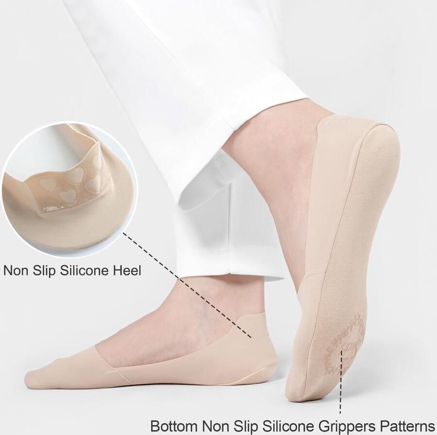 Solidchoice No Show Sokken Dames Onzichtbare Antislip Liner Sokken voor Loafers