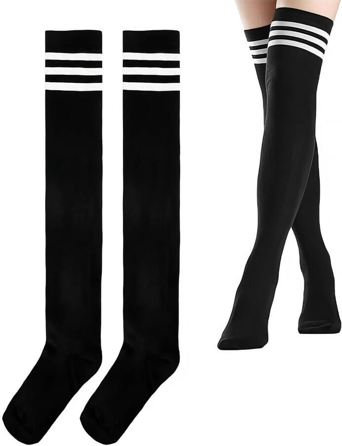 Solidchoice- Overknee-laarzen dames Extra lange kniekousen Hoge sokken Comfortabele katoenmix Ademend Geschikt voor dagelijks gebruik