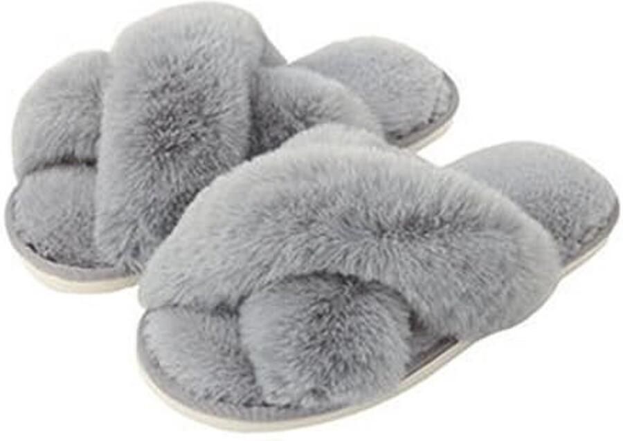 Solidchoice- Pantoffels Warm Zachte Pluizige Pantoffels Antislipzool Open Teen Binnen Buiten Slippers