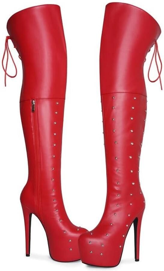 Solidchoice Platform Enkellaarzen met Stilettohak en Veters voor Dames