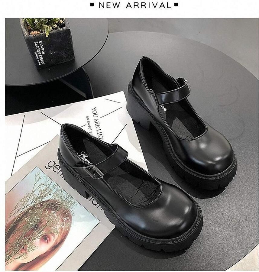 Solidchoice Platform Mary Jane-schoenen voor Dames Gotisch en Lolita Dikke Zool Lakschoenen Comfort en Stijl Perfect voor Feestjes en Casua