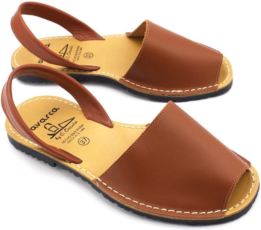 Dailygoods- Sandalen Dames Plat Avarcas Menorquina Antislip Rubberen Loopzool Handgemaakt in Spanje t m 42 Zacht Rundleer