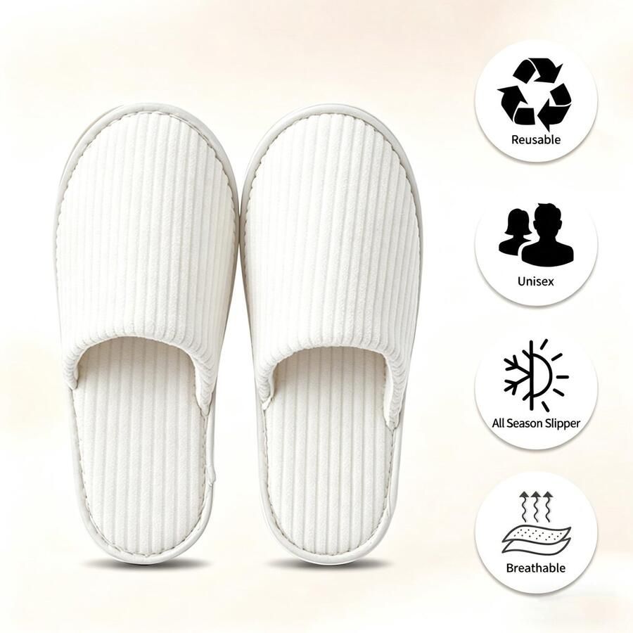 Solidchoice Set van 4 Gastenpantoffels voor Hotels en Bezoekers