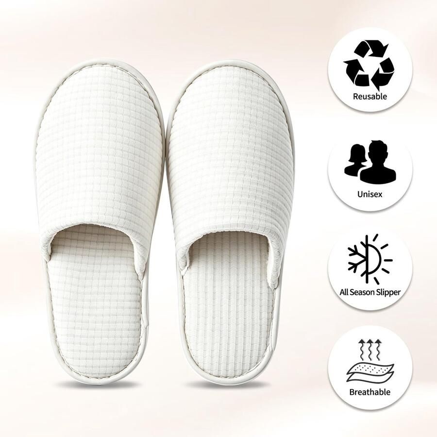 Solidchoice Set van 4 Pantoffels voor Gasten in Wit