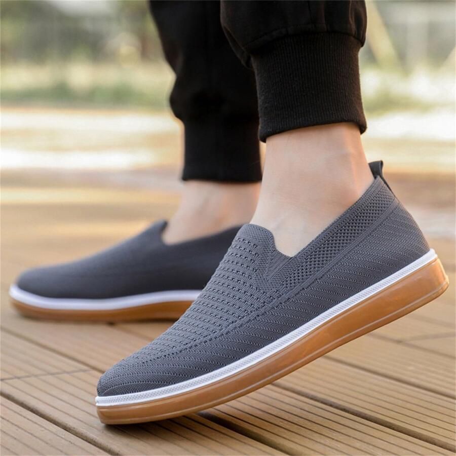 Solidchoice Slip On Schoenen voor Mannen Lichtgewicht en Comfortabele Wandelschoenen Grijs
