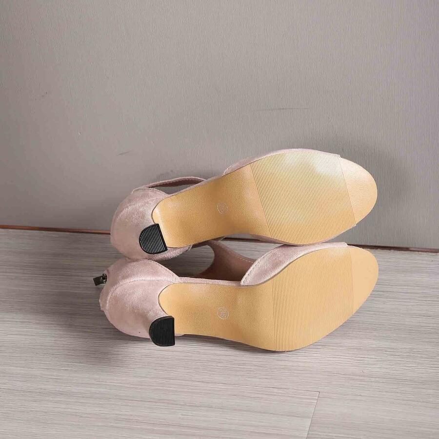 Elzusha Suede Danslaarzen met Open Teen en Hoge Hak voor Dames in Beige