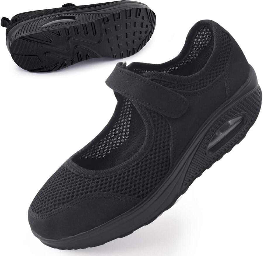 Dailygoods- Wandelschoenen Dames Ademend Klittenbandsluiting Lichtgewicht Antislip Luchtkussen Flexibel Textiel Mesh Sneakers