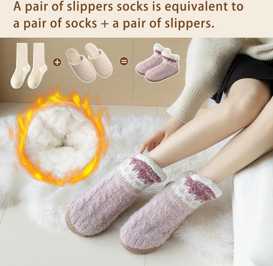 Solidchoice Winter Slipper Sokken voor nen en Antislip Warm en Zacht