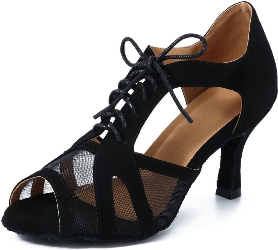 Solidchoice Zwarte Dansschoenen voor Dames met Suède Zool