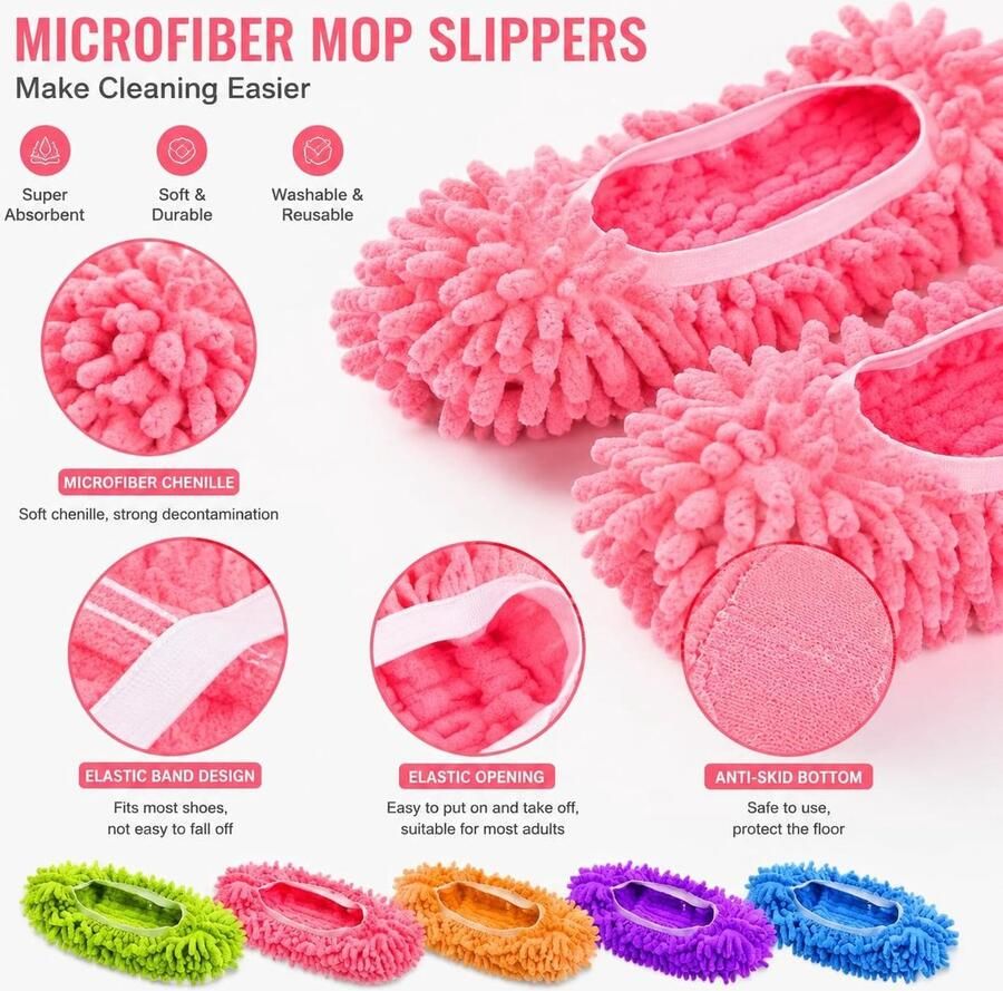 SolidKe Paar Microvezel Chenille Schoonmaak Slippers