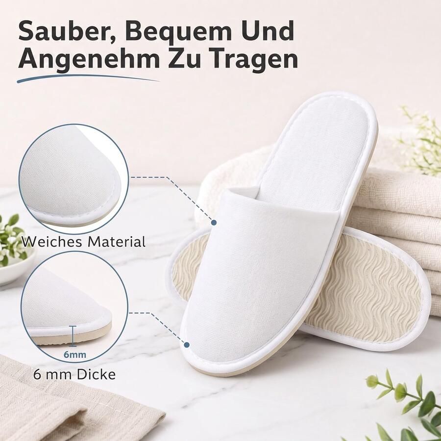 SolidKe Paar Wegwerp Pantoffels voor Gasten Wit