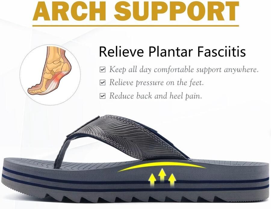 SolidKeus Comfortabele Orthopedische Flip Flops voor Heren met Ondersteuning