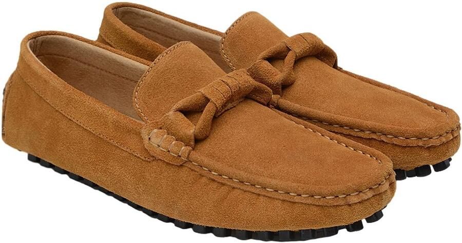 SolidKeus Comfortabele Suede Leren Loafer Flats voor Rijschoenen Bruin 39.5