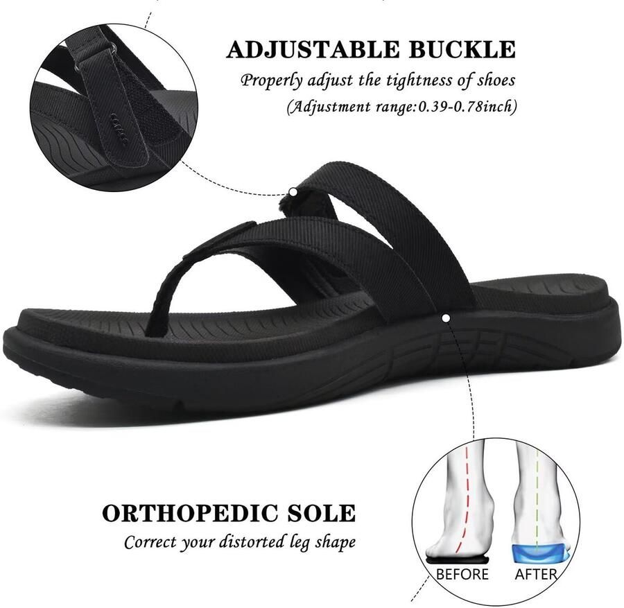SolidKeus Dames Flip Flops met Orthopedische Ondersteuning en Vegan Leer