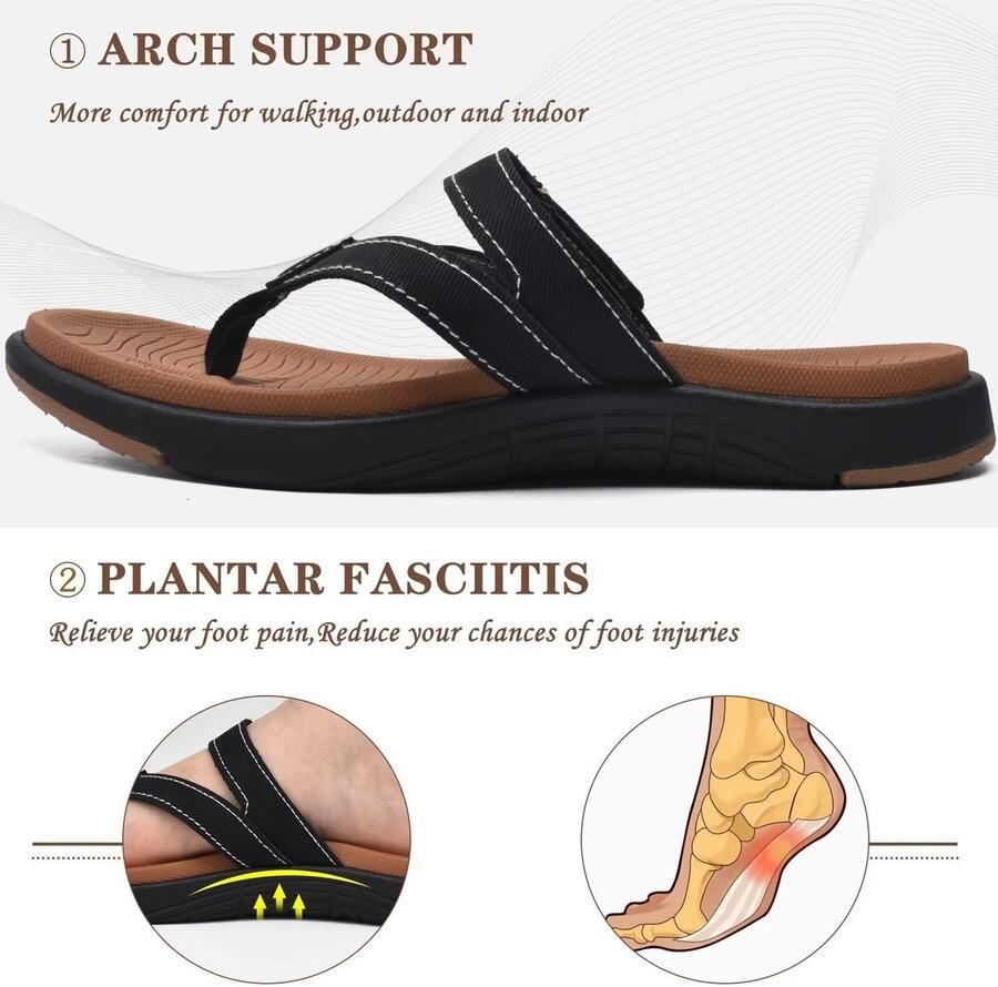 SolidKeus Dames Flip-Flops met Orthopedische Steun en Vegan Leer