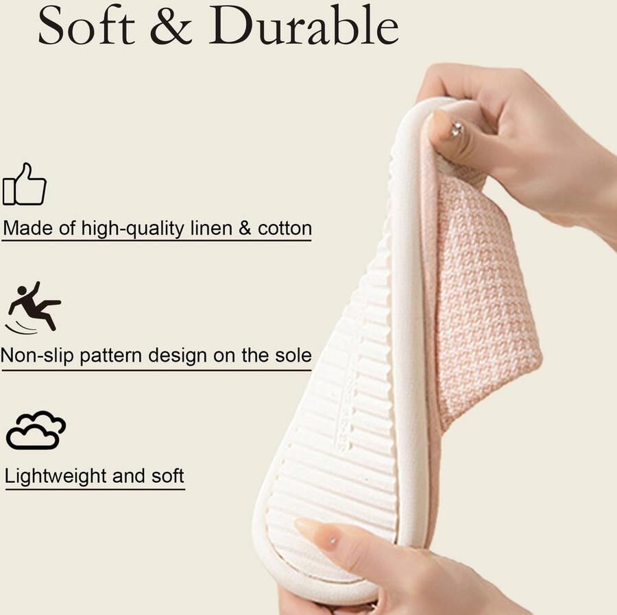 SolidKeus Dames Katoenen Linnen Slippers Comfortabel en Antislip