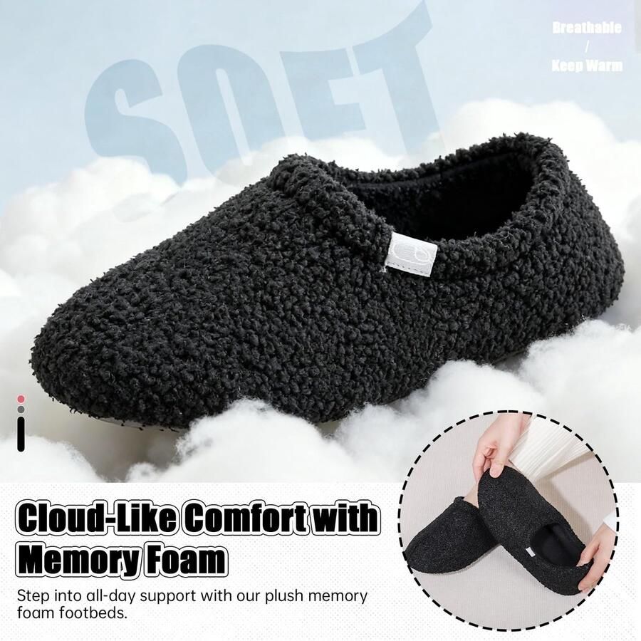 SolidKeus Dames Memory Foam Slippers met Faux Fur Voering